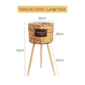 Large natural seagrass planter with three wooden legs for home decor, height 55cm - Large / Natural Color