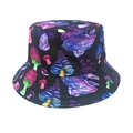 Foldable black bucket hat with colorful psychedelic mushroom pattern for outdoor sun protection - M (56-58cm) / Psychedelic Print Mushroom (51#)