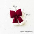 Red velvet Christmas bow ornament with white faux fur trim and rustic hanging string - [Classic] Small Bow (23g)