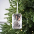 Transparent acrylic diamond-cut tree ornament with 11.5cm height for festive decor - Square Gem / Silver