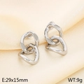 Silver geometric chain earrings in polished stainless steel, size 29x15mm, 9g weight - Style J Steel Color (KE116223-KFC)