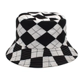 Close-up of black and white checkerboard fisherman hat showing fabric texture - M (56-58cm) / Black
