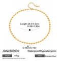Dettaglio della catena a disco girasole in acciaio placcato oro 18K con dimensioni e peso - Stile Disco Tondo (JDN0305030)