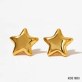Boucles d'oreilles étoiles évidées en or poli et acier inoxydable minimaliste - Boucles d'Oreilles Étoiles Dorées(KDE1803)