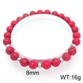 Bracciale da uomo 8mm in occhio di tigre con pietre rosso marrone e acciaio inox - Stile Pietra Crepata Marrone Rossastro (KB205851-Z)
