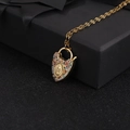 Collana con ciondolo a lucchetto a cuore placcata oro 18K con zirconi colorati - Rilievo Vergine Maria / Multicolore 1 (Vergine Maria)