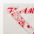 Waterproof white flower wrapping paper with red love hearts and script text - Heart Language - White