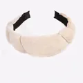 Creamy beige velvet braided headband with a thick sponge padded design for women - Off White
