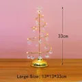Großer 33cm Spiral-Weihnachtsbaum aus Metall mit LED-Licht und Kristallanhängern - Goldenes Eisenbaum-Warmlicht Groß