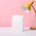 Minimalist white kraft paper gift bag with matching twisted paper handles in a soft studio setting - 15*11*6 / White