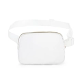 White nylon belt bag with adjustable strap and premium gold zipper for outdoor sports - White
