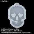 Skull shaped silicone mold with heart eyes for DIY resin keychains and pendants - Style 3 Skull with Heart Eyes / Clear
