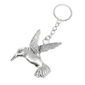 Llavero con colgante de colibrí plateado de aleación vintage para regalo de recuerdo - Plata Antigua