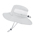 Cappello parasole grigio chiaro a tesa larga con rete traspirante e cordino - Grigio chiaro