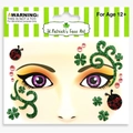 St. Patrick's Day face gems with green glitter clover and pink rhinestone stickers - Clover Vine Ladybug