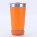 Orange 16oz stainless steel coffee tumbler featuring a built-in Bluetooth speaker base - 16oz / Orange (Upgraded with Speaker)
