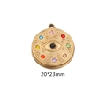 Golden 23mm Evil Eye pendant charm with multi-color rhinestones for DIY jewelry - Colorful Gem Round Eye / Large