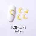 Detailed view of 7x8mm pale yellow translucent resin moon charms for nail art and DIY - Yellow Moon Style (L231)
