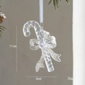 Transparente Zuckerstange aus Acryl mit silberner Glitzerschleife und weißem Band - Zuckerstange