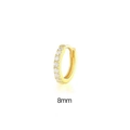 8mm gold hoop earring with sparkling white zircon stones for personalized ear piercing - 8mm Single / Gold