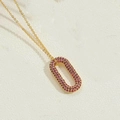Collier en or avec pendentif ovale serti de zircons roses brillants pour femmes - Rose