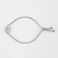 Silver stainless steel box chain bracelet with sandblasted letter X square charm - Letter X / Steel