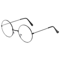 Lunettes rondes rétro classiques avec monture en métal noir et verres transparents pour femme - Cadre Noir
