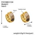 18k gold plated stainless steel small hoop earrings with gradient zircon stones and dimensions - Black Zirconia (F931-3) / Small