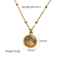 14K gold plated necklace featuring 10mm round marble stone pendant and 40+5cm chain - Feldspar