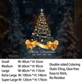 Christmas tree window sticker with golden ribbon and UV static cling technology - Small (40*55CM)
