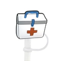 Silicone straw cover shaped like a white first aid kit with a red cross icon - 1718-11 White First Aid Kit
