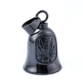 Black stainless steel bell keychain with maple leaf relief for streetwear fashion style - Pendant + Key Ring / Black