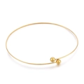 Collar gargantilla minimalista de acero inoxidable dorado ajustable con cuentas de metal - Estilo Abierto de Bola / Dorado (KN20730-Z)