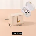 Portable mini jewelry box in cream white fabric with secure gold snap closure - Small Ring Box White Interior (Cream White)