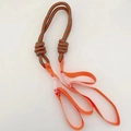 Ballchain bag strap in olive green and orange braided nylon with triple accessory loops - Orange Strap