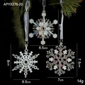 Three-piece set of iridescent acrylic snowflake ornaments with white ribbons for Christmas tree - Iridescent Snowflake Set of 3