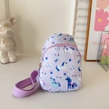 Purple mini crossbody bag with cartoon unicorn prints and adjustable strap for kids - Purple