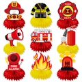 9-piece fire department themed honeycomb centerpieces for firefighter birthday table decor - Honeycomb Centerpieces