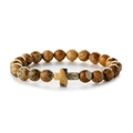 Bracciale in pietra turchese naturale con perla a croce su cordino elastico - Diaspro