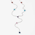 Collana a Y minimalista in acciaio inossidabile 316L con pietre preziose a cuore - Argento + Zirconia Colorata (PDD293)