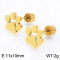 Boucles d'oreilles pattes de chat en acier inoxydable doré 18K, taille 11x10mm - Or