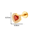 G23 titanium labret stud with golden heart-shaped ruby and white zircon halo - Red Heart Zirconia Style (T2554-4#) / Gold