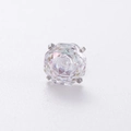 Silver titanium steel stud earring with octagonal rose cut shimmering zircon stone - Misty Rain