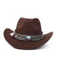 Détail d'un chapeau de cowboy marron avec perles ethniques et pierre turquoise ornée - M (56-59cm) / Marron Gland Ethnique