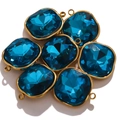 Pendentif carré en cristal bleu avec cadre doré en acier inoxydable pour bijoux DIY - Style A Bleu Ciel