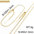 Adjustable 18K gold box chain necklace and bracelet set with lobster clasp - Box Chain Bracelet / Gold
