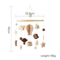 Wooden baby mobile with stars, clouds, and hot air balloons, 42cm height, natural wood finish - Brown Hot Air Balloon Mobile