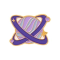 Cartoon space planet enamel brooch with purple Saturn design and golden zinc alloy finish - Deep Purple Planet (xz4954)