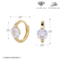 Especificaciones de tamaño detalladas de pendientes de aro en plata S925 y circón 5A - Oro-Circón Blanco
