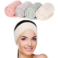 Flannel headband and wristband set for face washing shown in multiple colors and on model - Mixed Color Comprehensive Headband Set